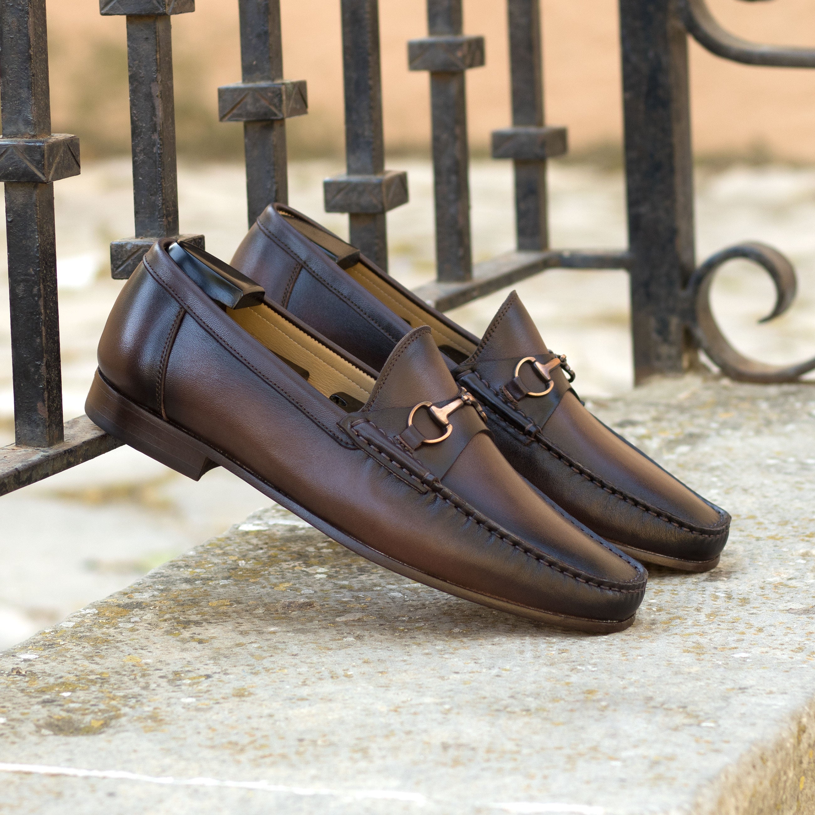 Horse-Bit Buckle Loafers - Dark Brown