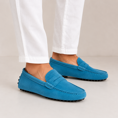 Lord London Penny Driving Loafers - Atlantis Blue Lord