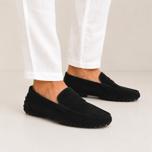 Lord London Penny Driving Loafers - Black Lord