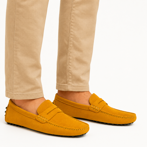 Lord London Penny Driving Loafers - Mustard Yellow