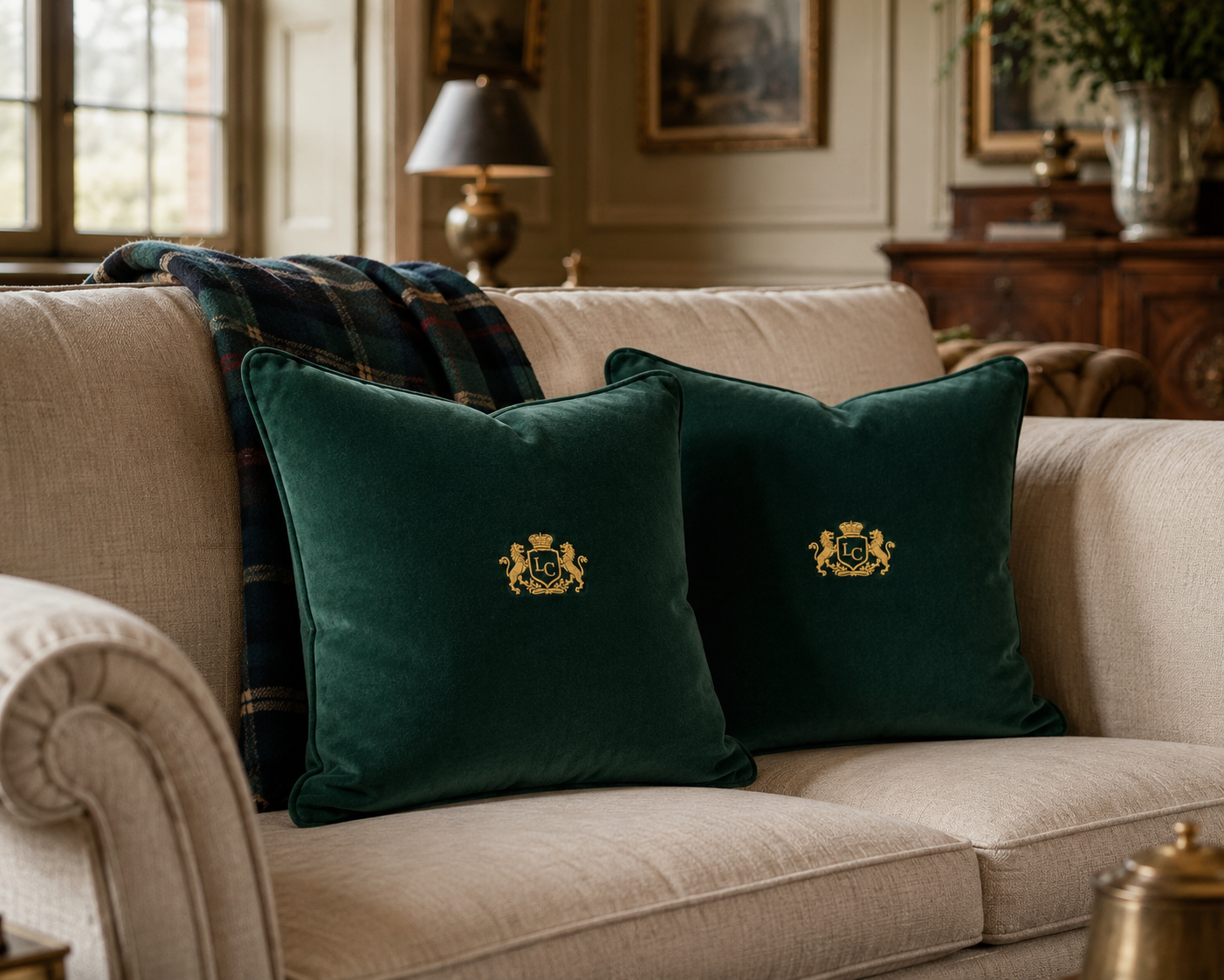 Lords Velvet Cushions Set Of 2 - Emerald Green The Lords Club Footwear
