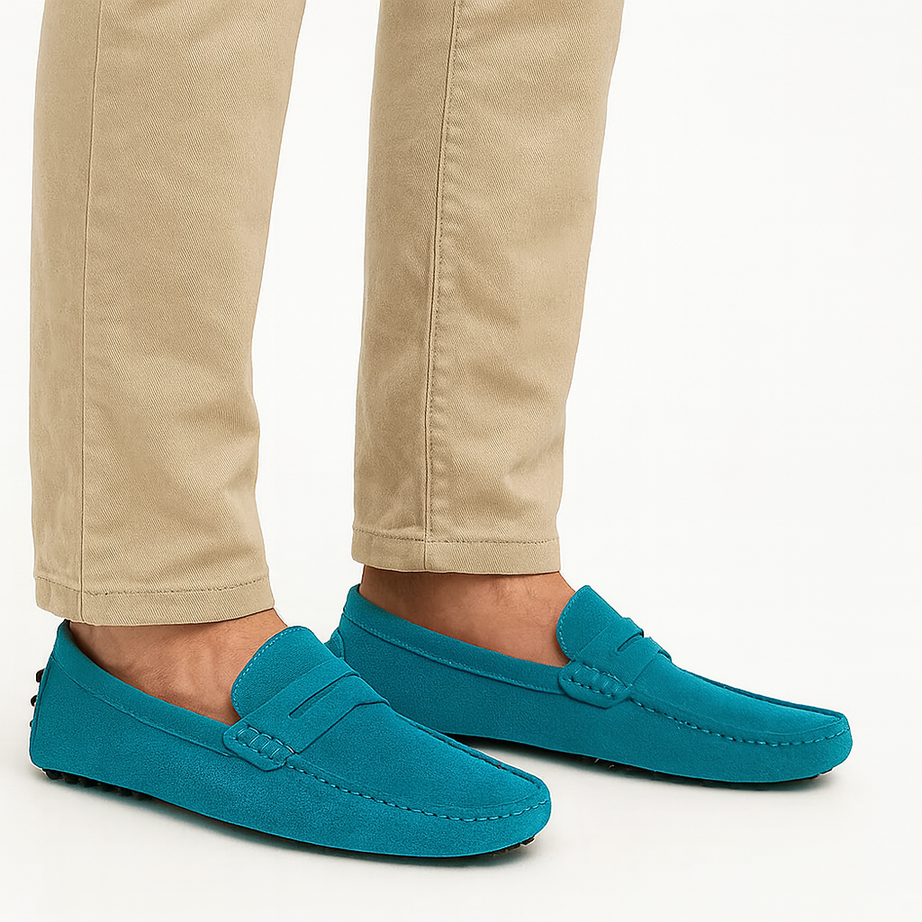 Lord London Penny Driving Loafers - Atlantis blue