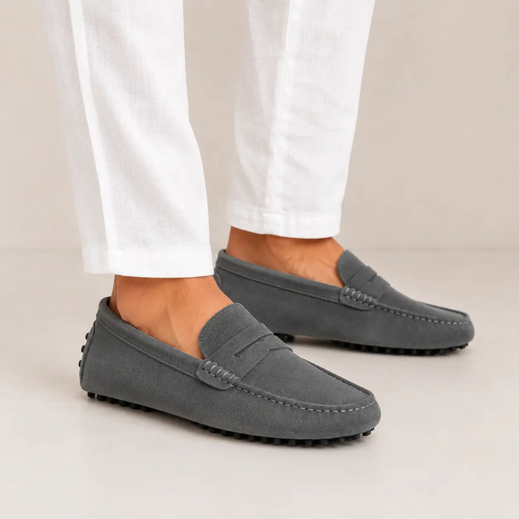 Lord London Penny Driving Loafers - Gun Metal Grey Lord