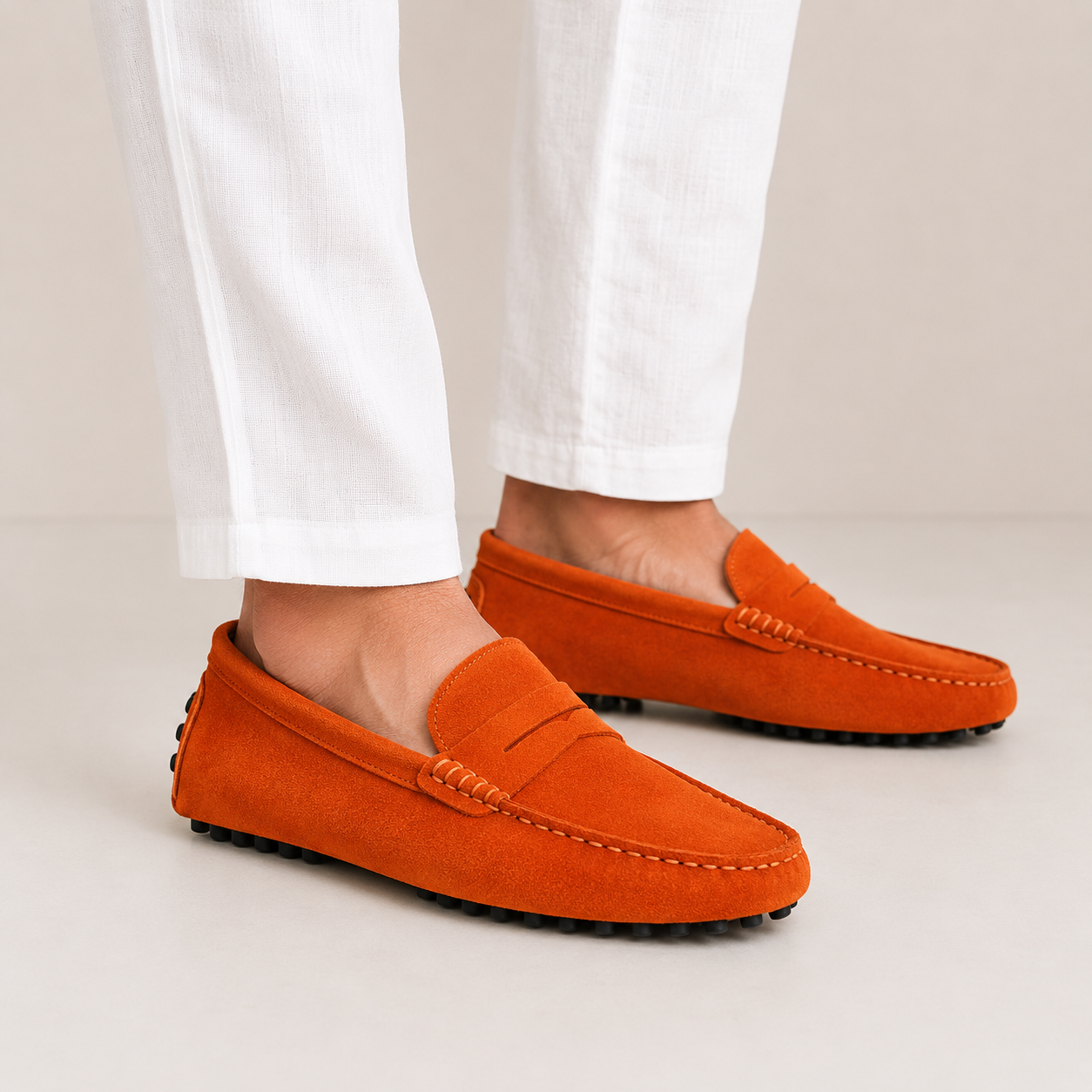 Lord London Penny Driving Loafers - Tiger Orange LORDS