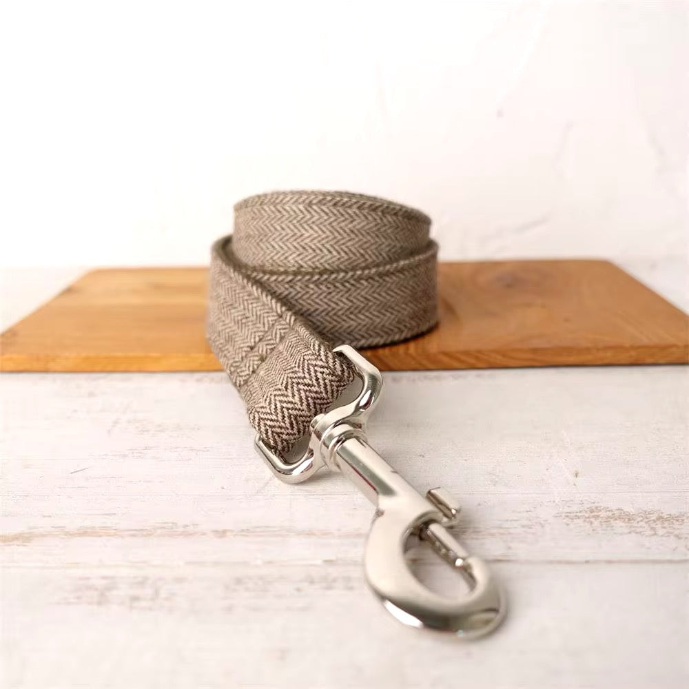 Lords Herringbone Dog Lead - Beige