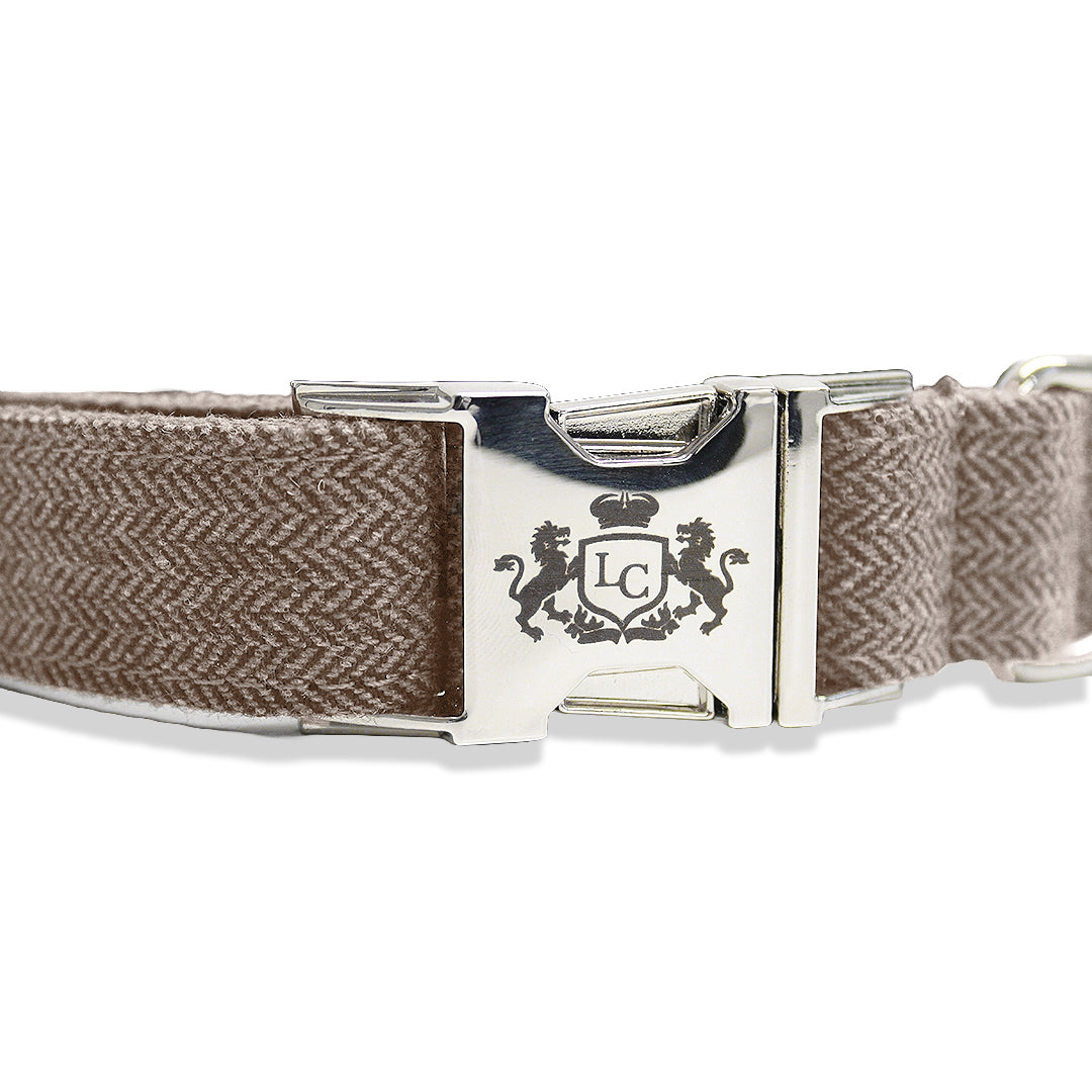 Lords Herringbone Dog Collar - Beige