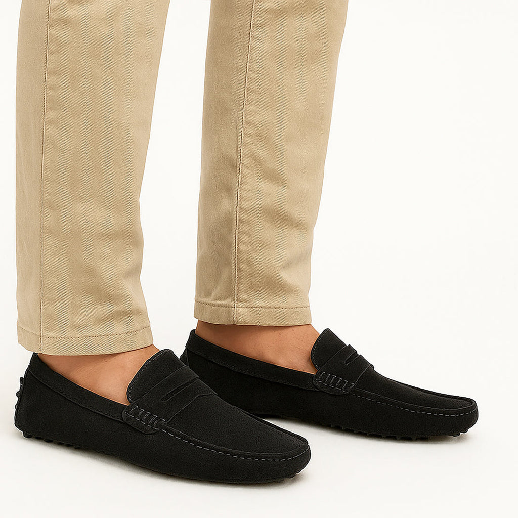 Lord London Penny Driving Loafers - Black