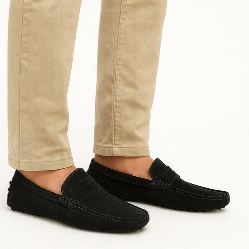 Lord London Penny Driving Loafers - Black