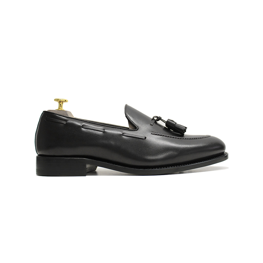 Mens black leather outlet dress loafers