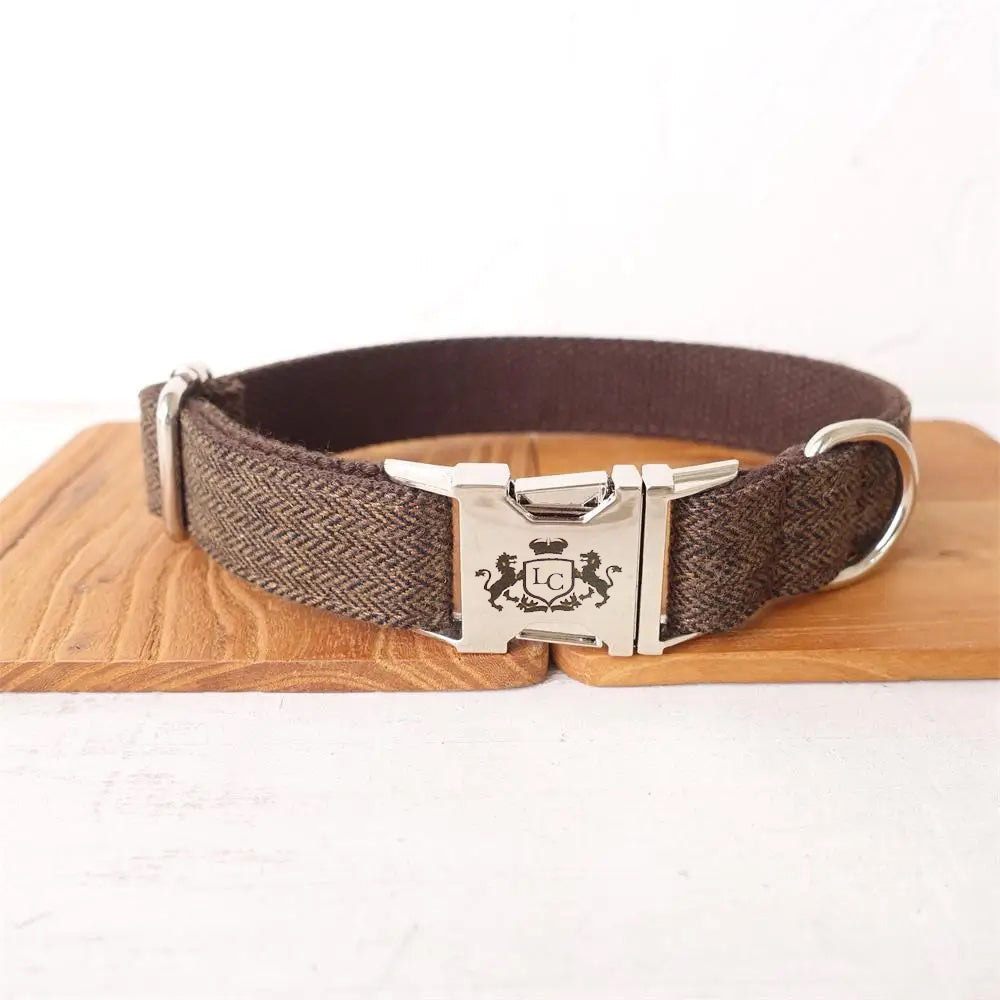 Lords Herringbone Dog Collar - Brown