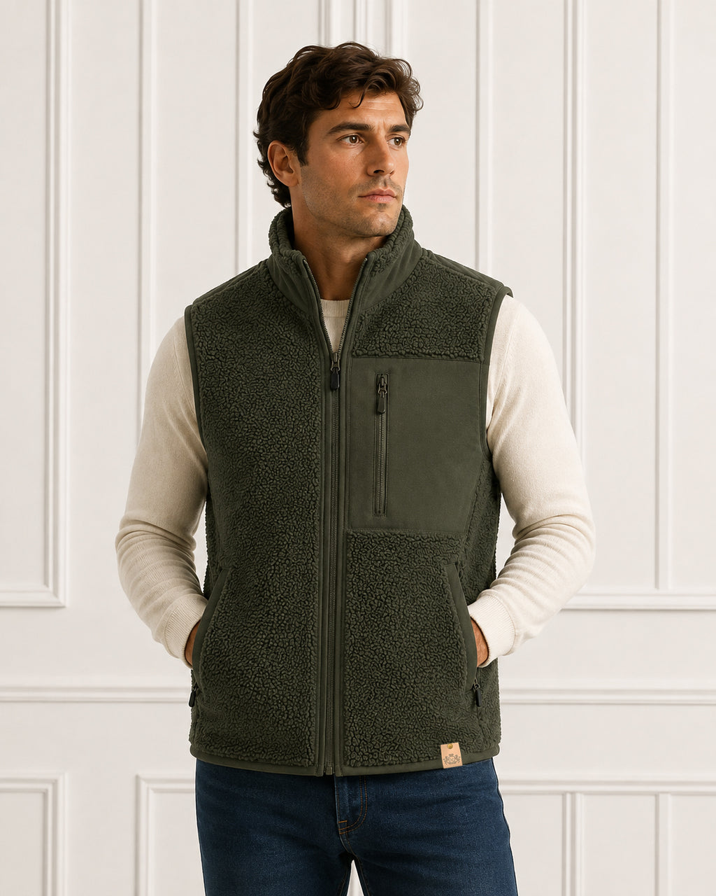 Sherpa Gilet - Olive The Lords Club Footwear
