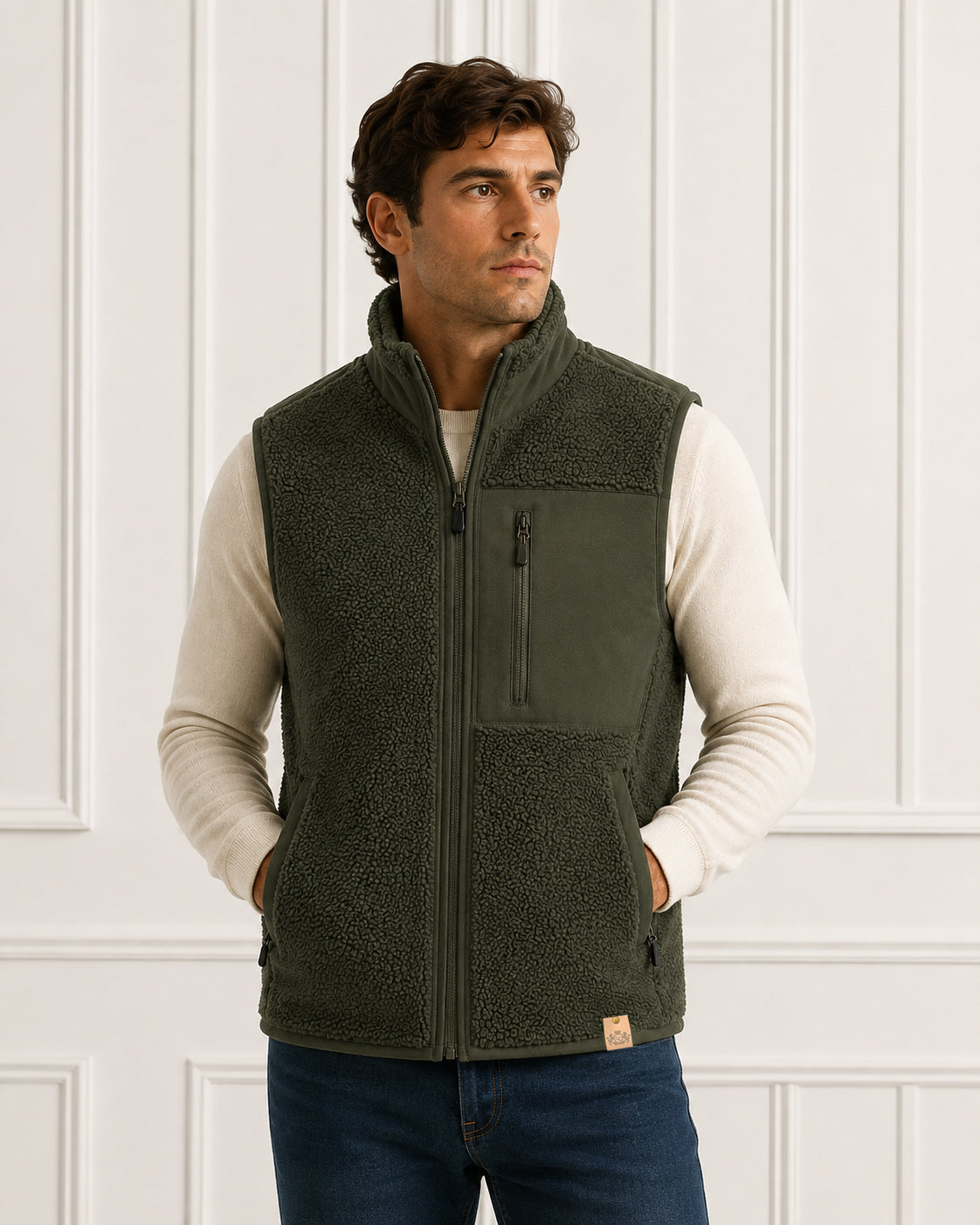 Sherpa Gilet - Olive The Lords Club Footwear