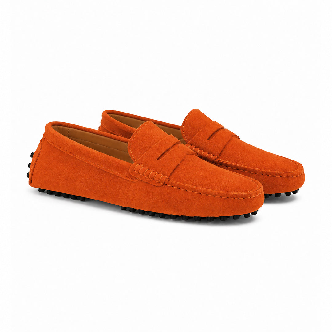 Lord London Penny Driving Loafers - Tiger Orange LORDS