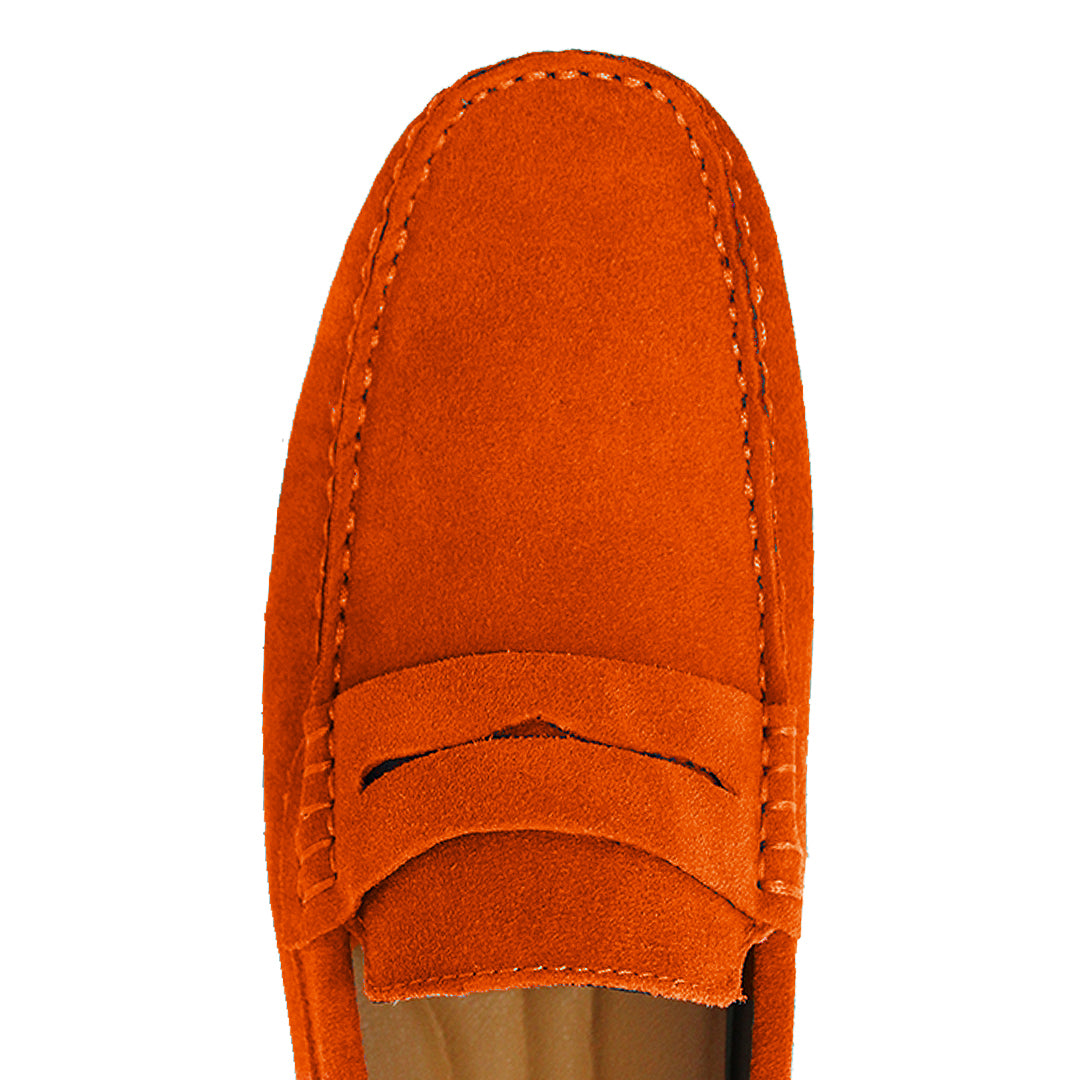 Lord London Penny Driving Loafers - Tiger Orange