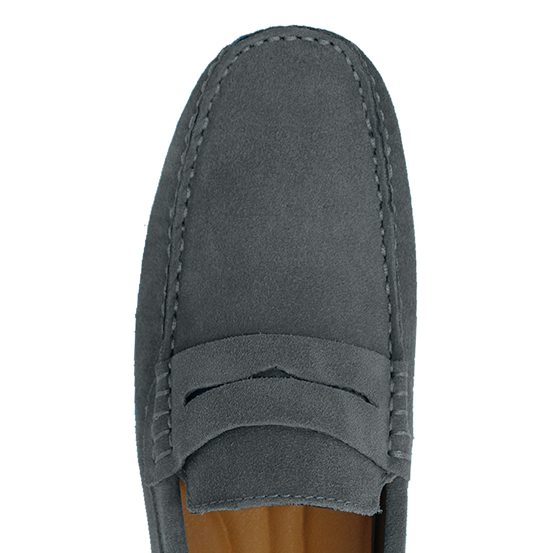 Lord London Penny Driving Loafers - Gun Metal Grey