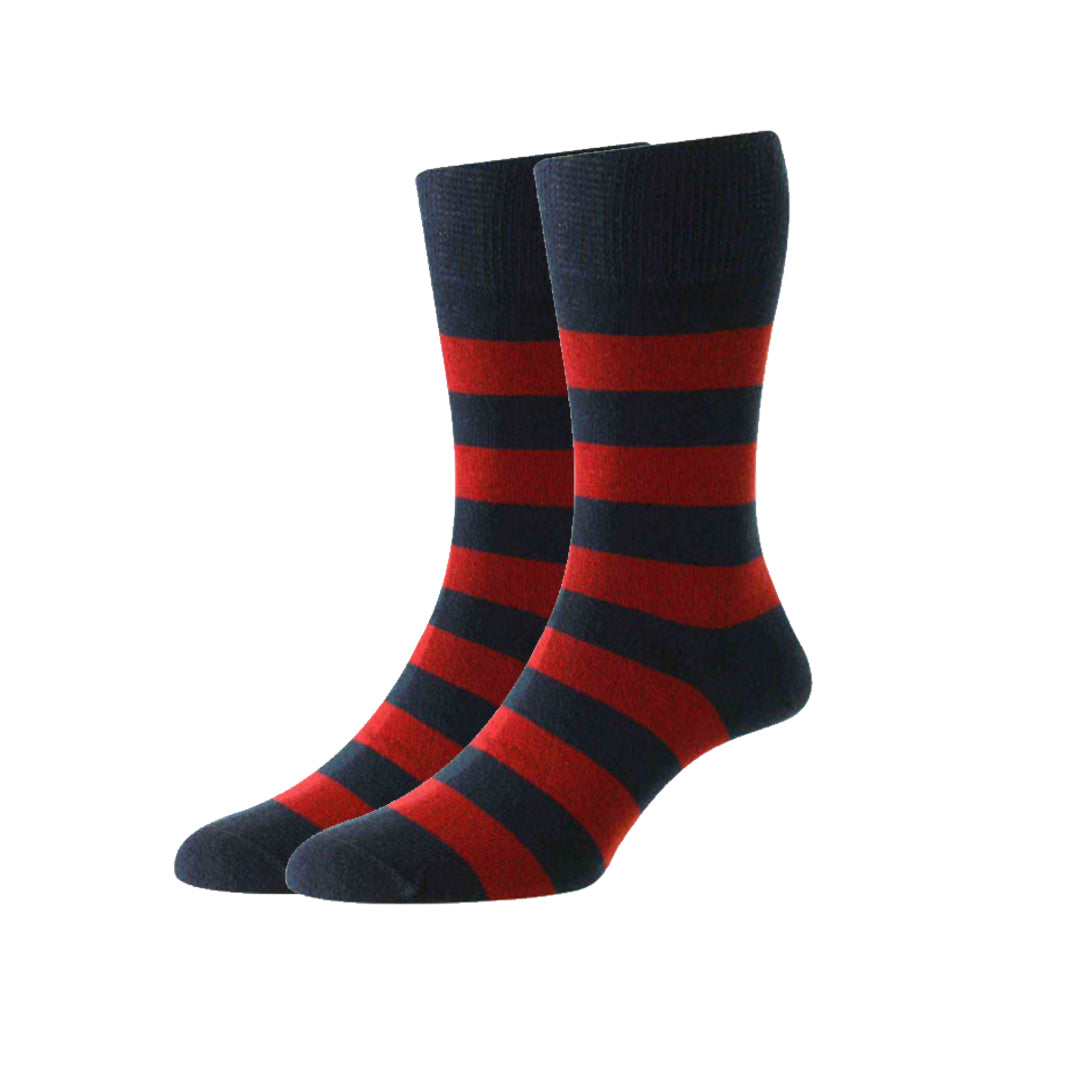 Rugby Stripe Sock - Navy / Red