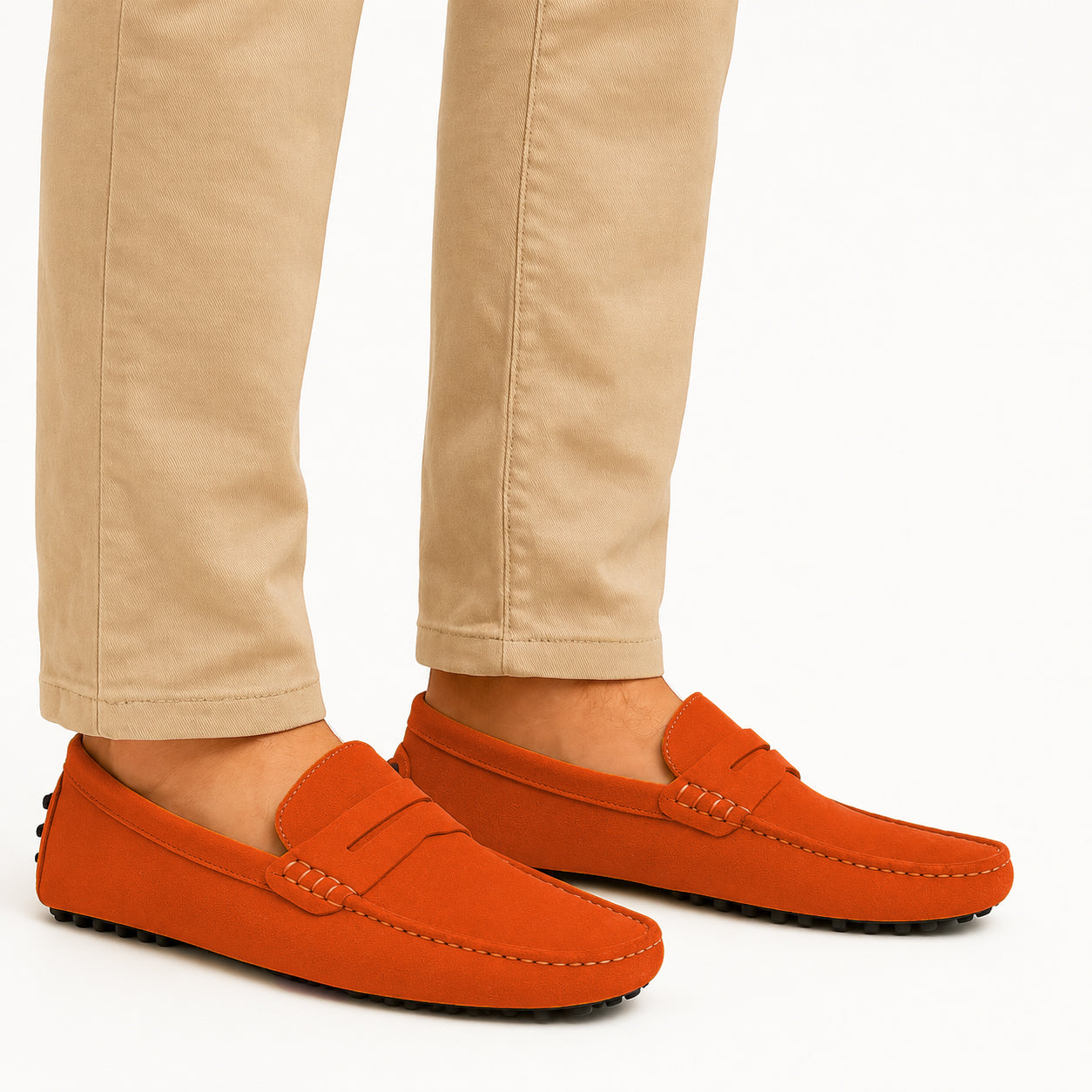Lord London Penny Driving Loafers - Tiger Orange