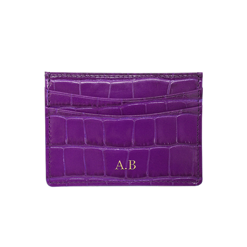 Personalised Card Holder - Purple Croc Pattern
